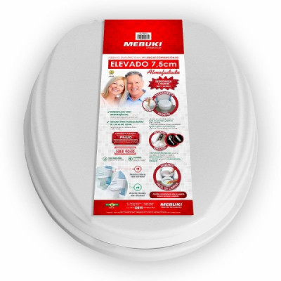 Assento Sanitário Elevado Almofadado 7,5 cm - Mebuki